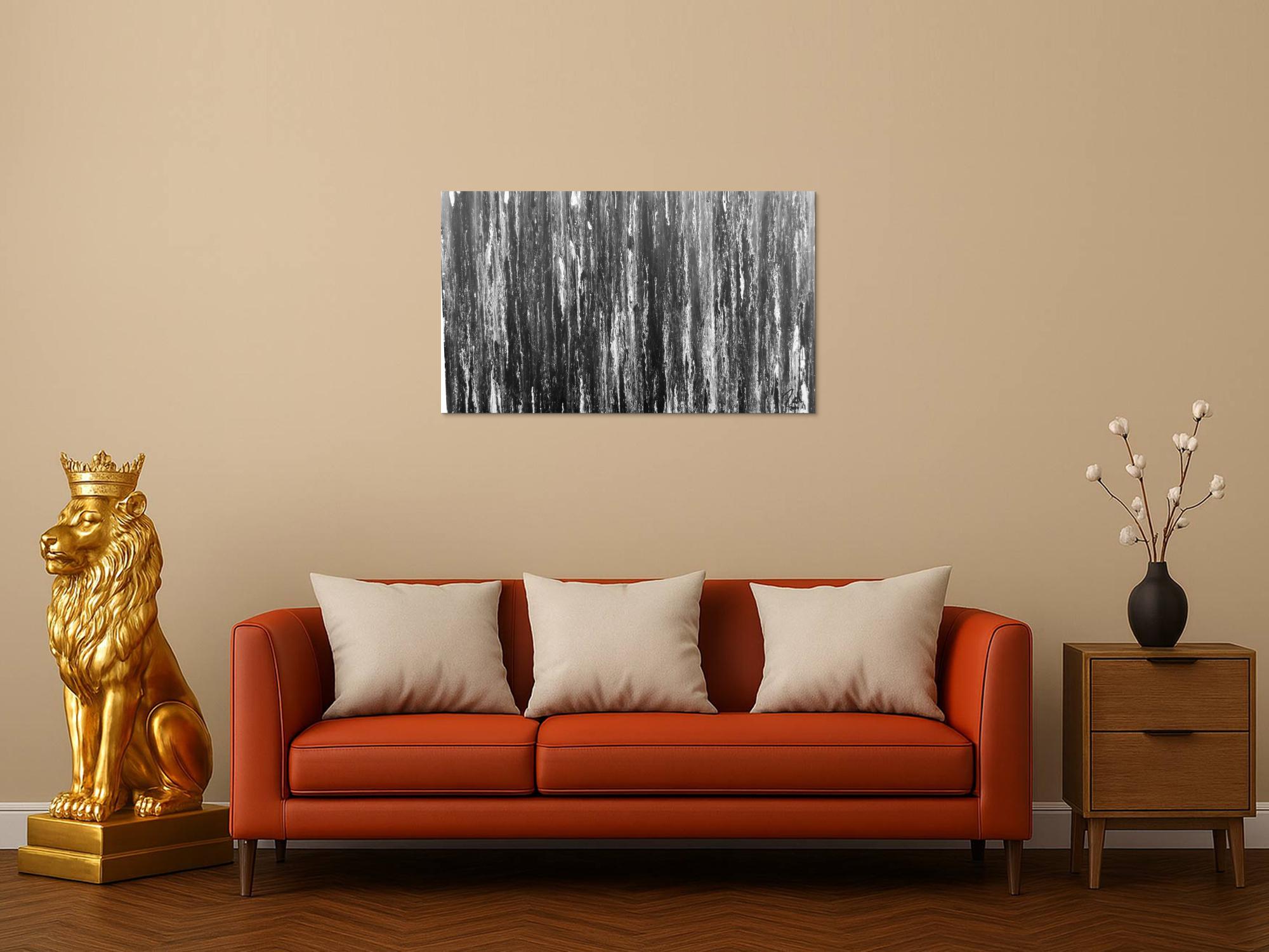 Modernes Acryl Gemälde in schwarz weiß abstrakt und schlicht