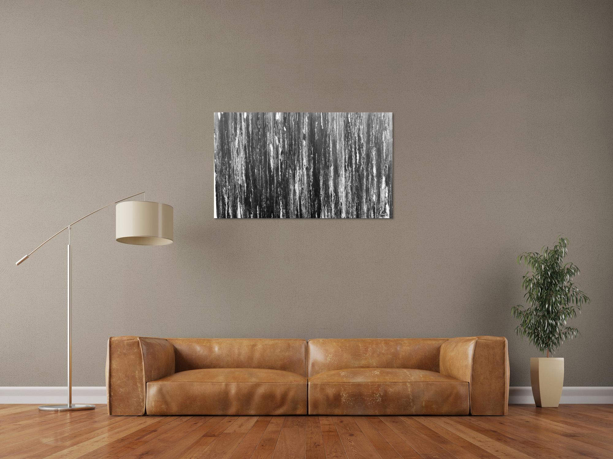 Modernes Acryl Gemälde in schwarz weiß abstrakt und schlicht