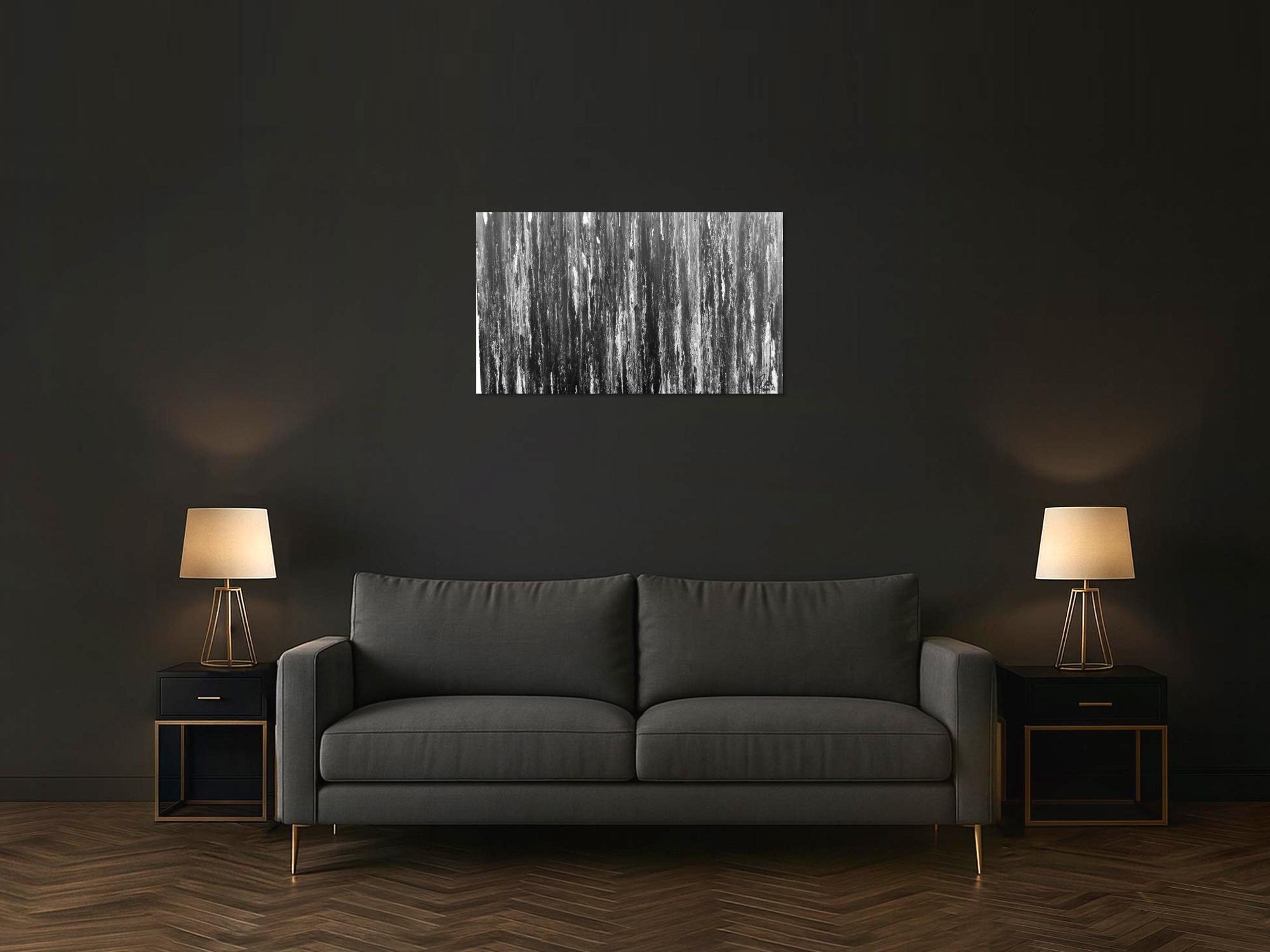 Modernes Acryl Gemälde in schwarz weiß abstrakt und schlicht