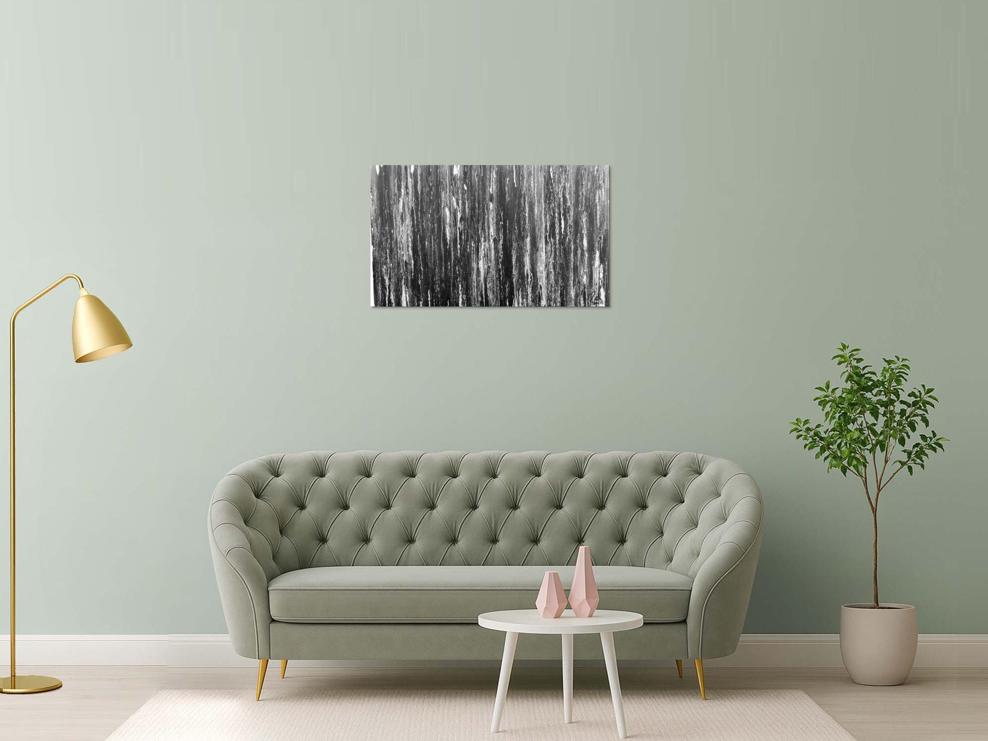 Modernes Acryl Gemälde in schwarz weiß abstrakt und schlicht