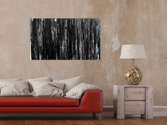 Modernes Acryl Gemälde in schwarz weiß abstrakt und schlicht