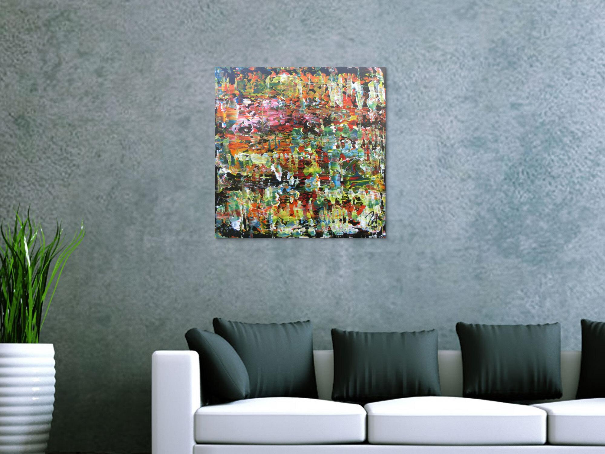 Sehr buntes modernes Acrylgemälde abstrakt mit vielen Farben