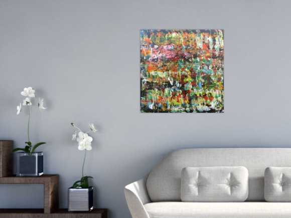 Sehr buntes modernes Acrylgemälde abstrakt mit vielen Farben