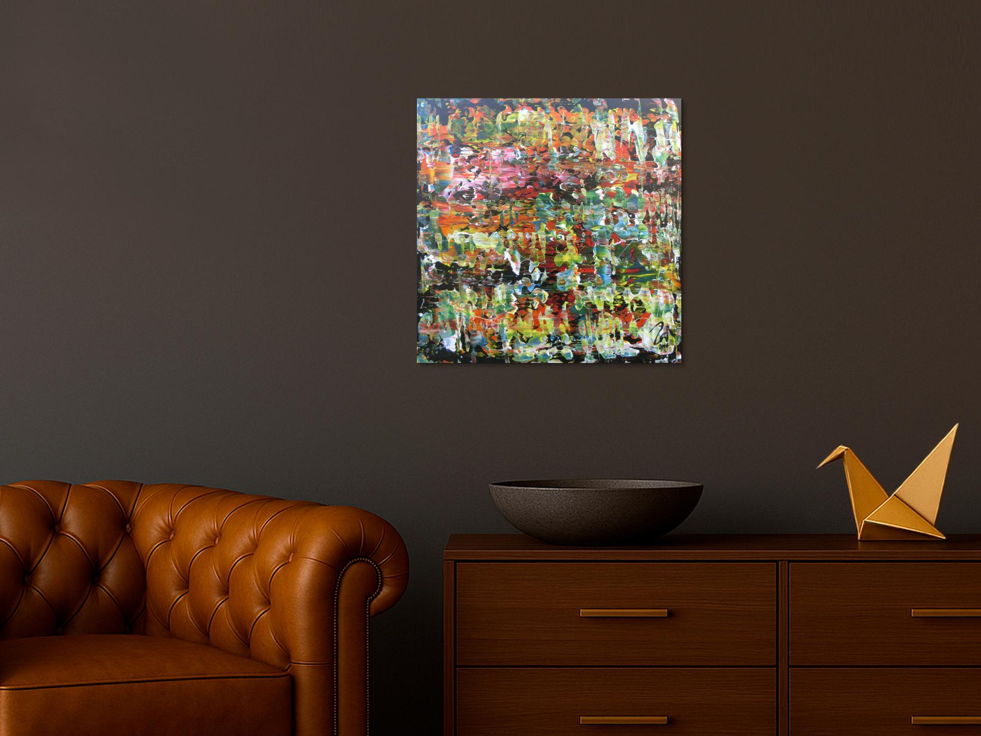 Sehr buntes modernes Acrylgemälde abstrakt mit vielen Farben