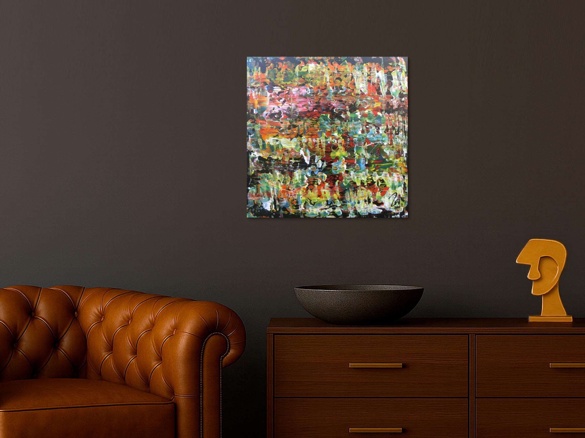 Sehr buntes modernes Acrylgemälde abstrakt mit vielen Farben