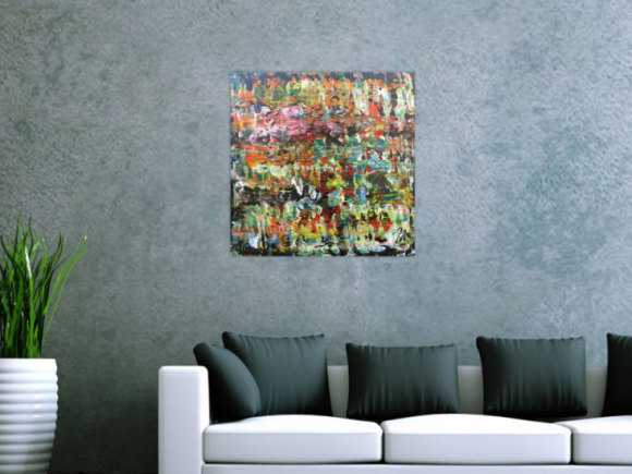 Sehr buntes modernes Acrylgemälde abstrakt mit vielen Farben