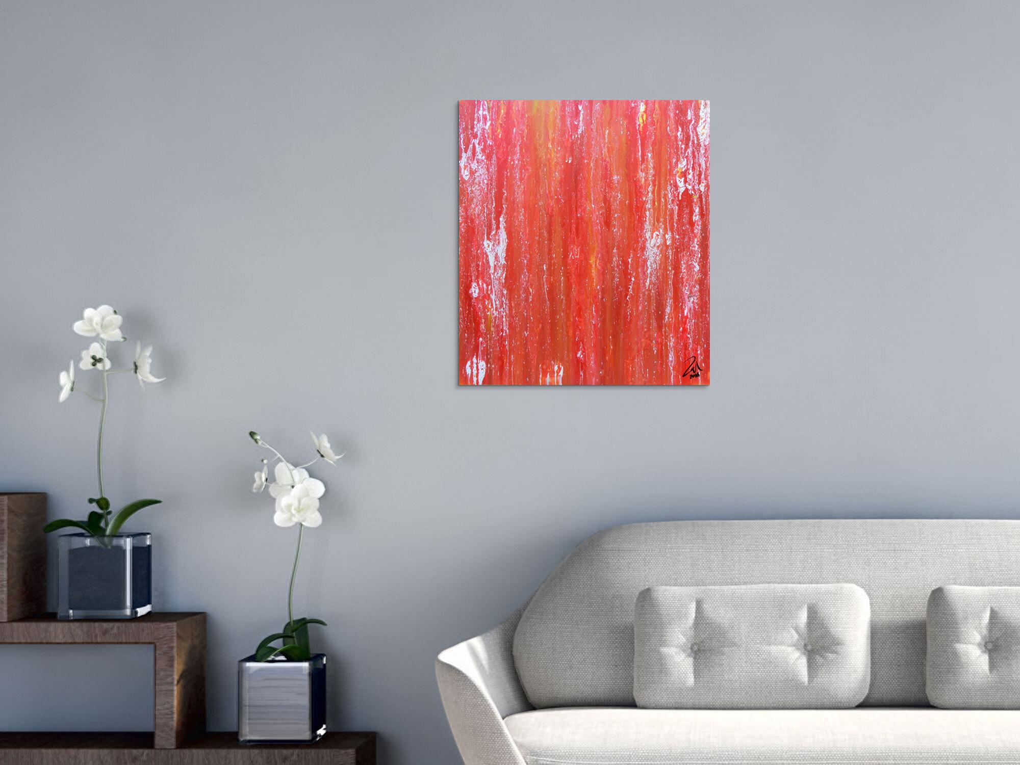 Abstraktes Acrylbild in rot modern und schlicht