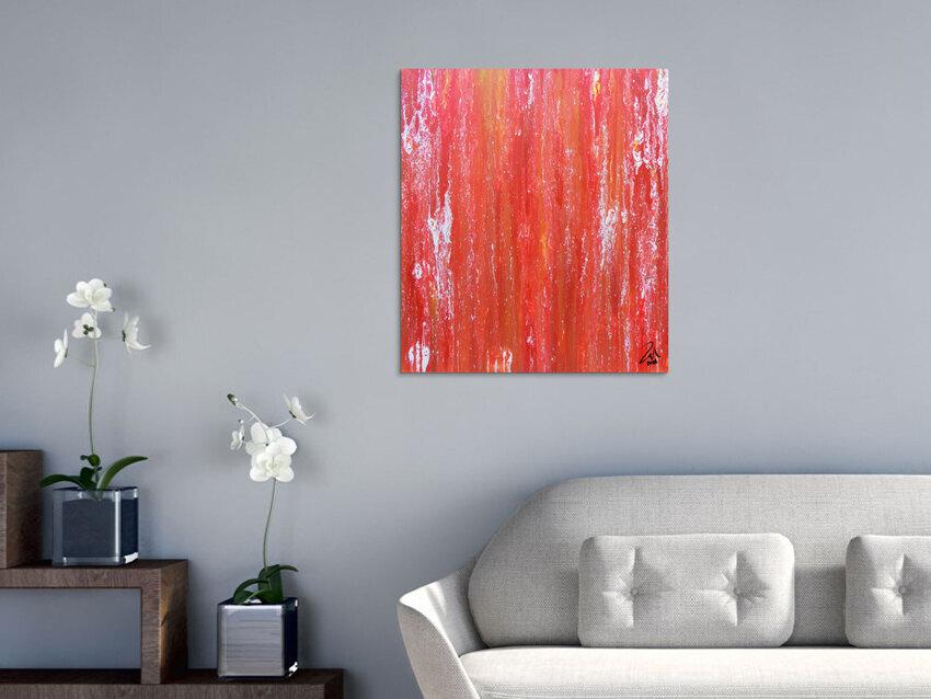 Abstraktes Acrylbild in rot modern und schlicht