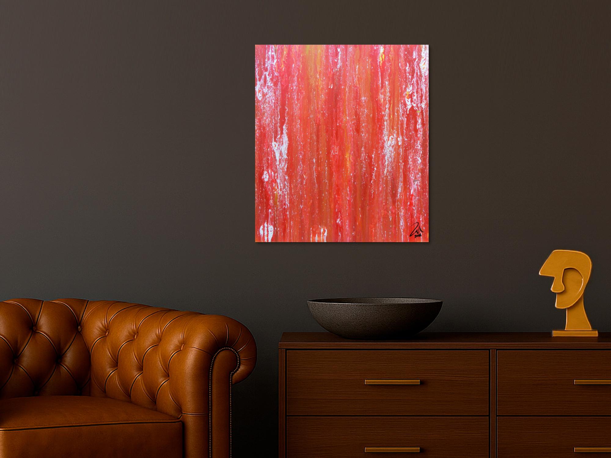 Abstraktes Acrylbild in rot modern und schlicht