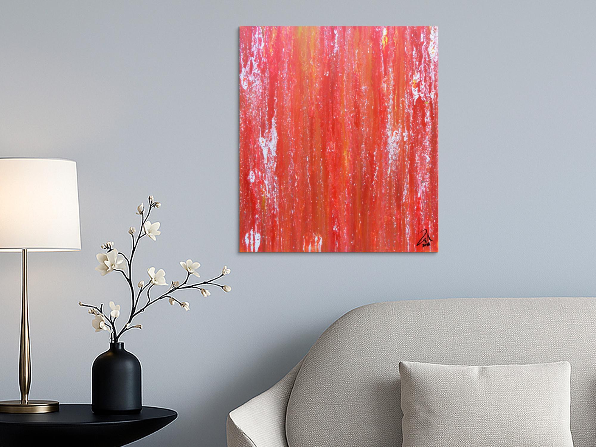 Abstraktes Acrylbild in rot modern und schlicht