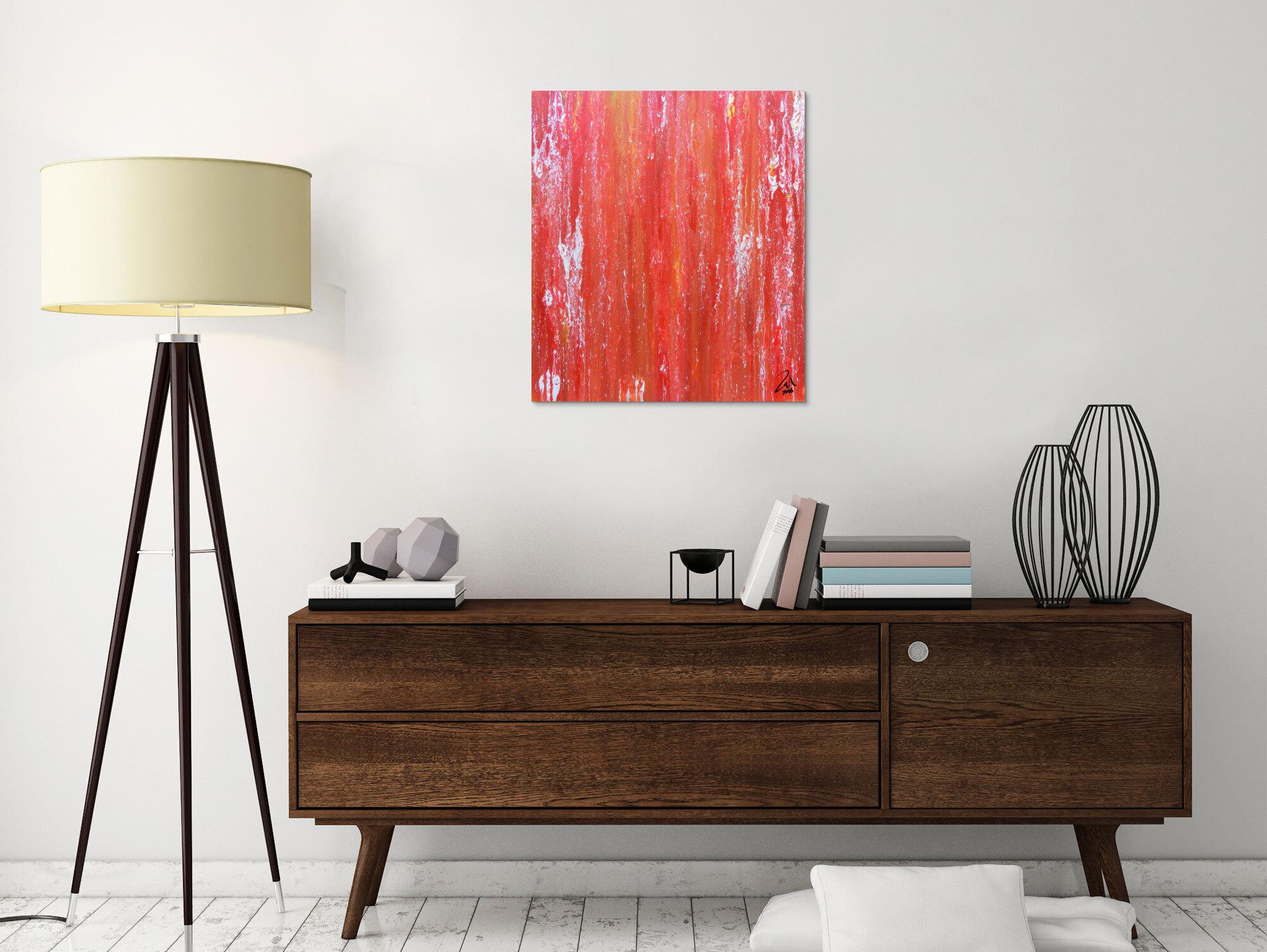 Abstraktes Acrylbild in rot modern und schlicht
