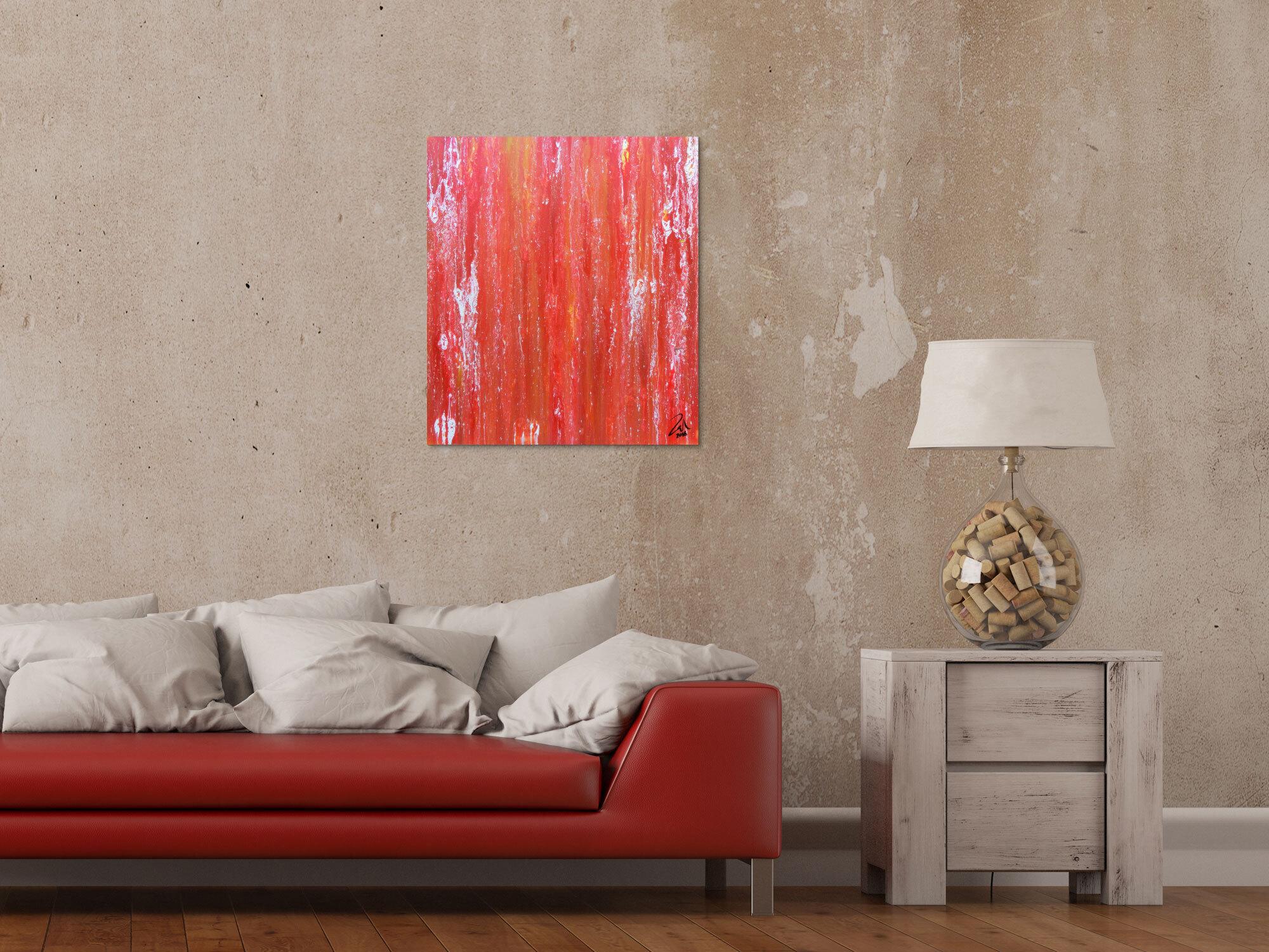 Abstraktes Acrylbild in rot modern und schlicht