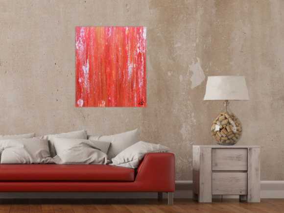 Abstraktes Acrylbild in rot modern und schlicht