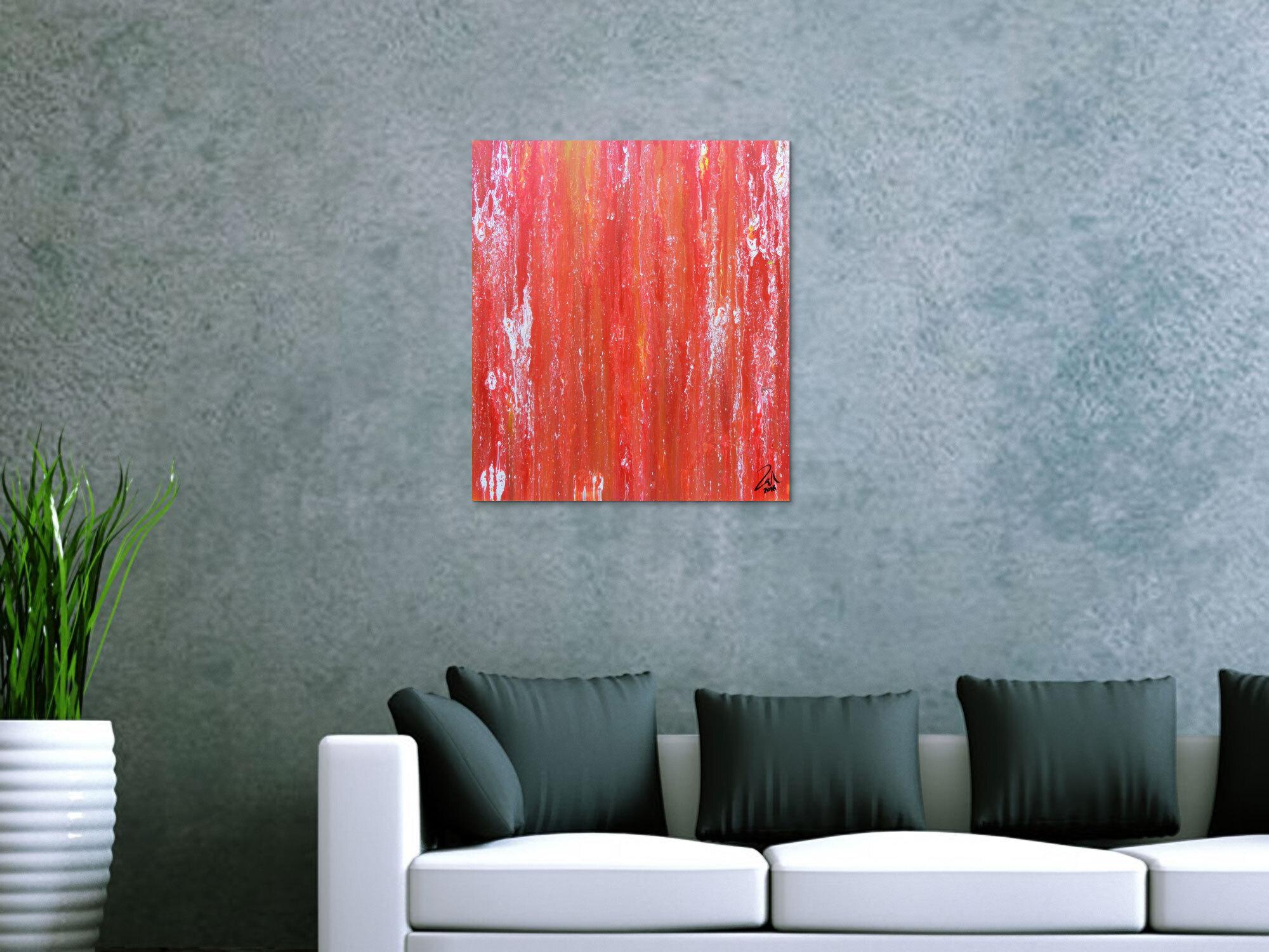 Abstraktes Acrylbild in rot modern und schlicht
