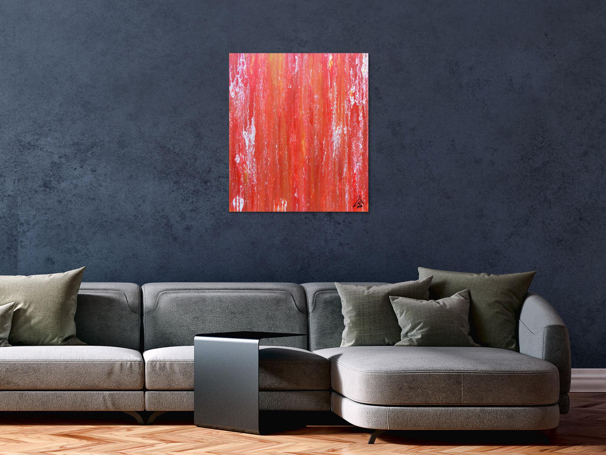 Abstraktes Acrylbild in rot modern und schlicht