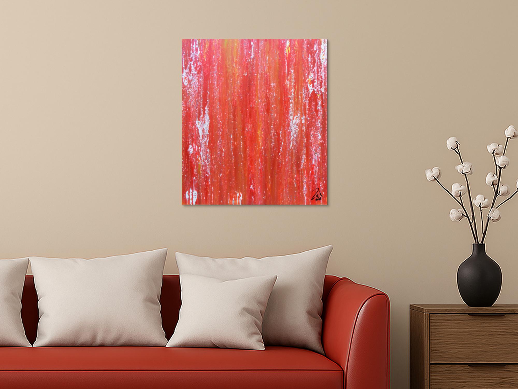 Abstraktes Acrylbild in rot modern und schlicht