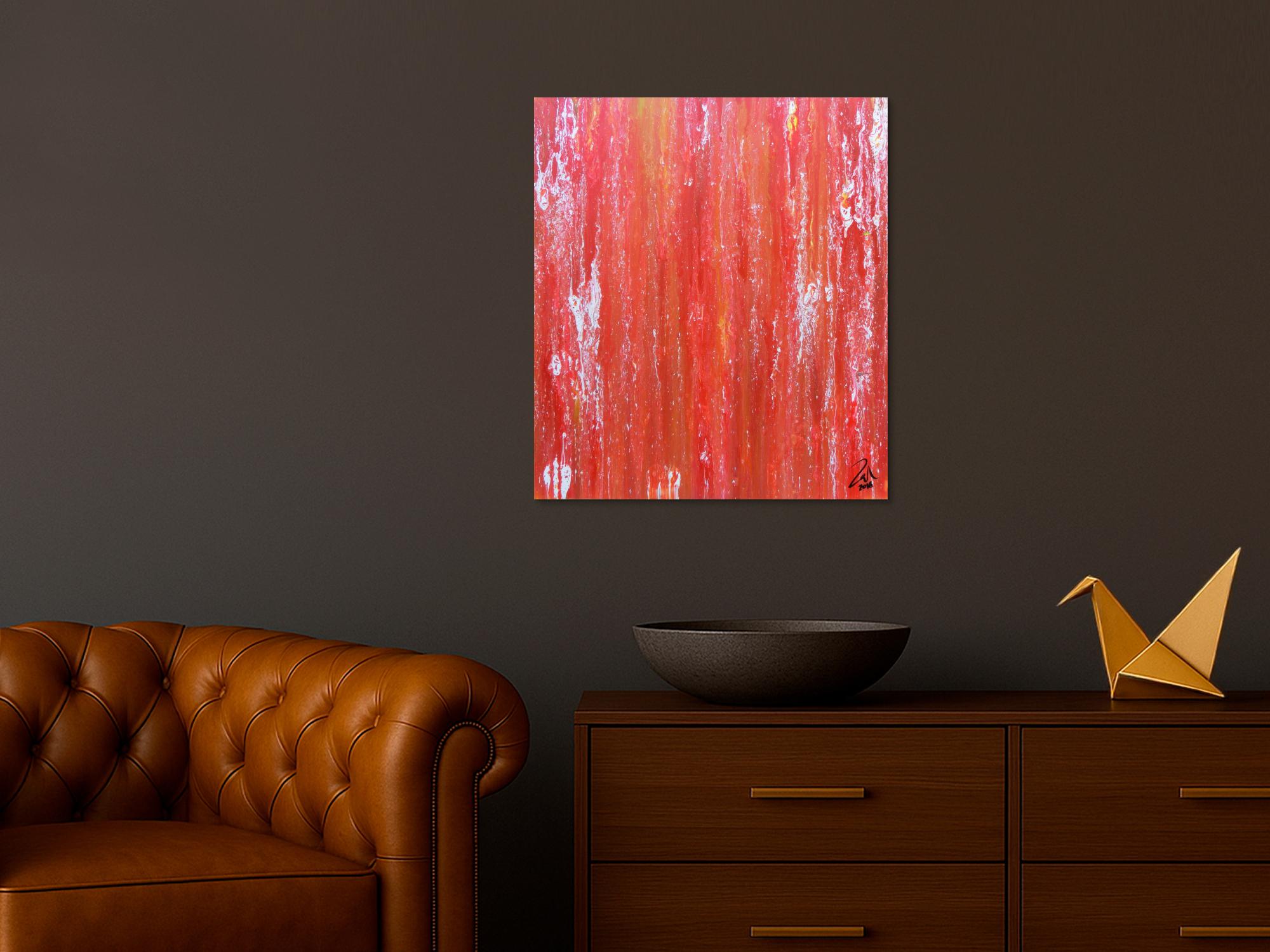 Abstraktes Acrylbild in rot modern und schlicht