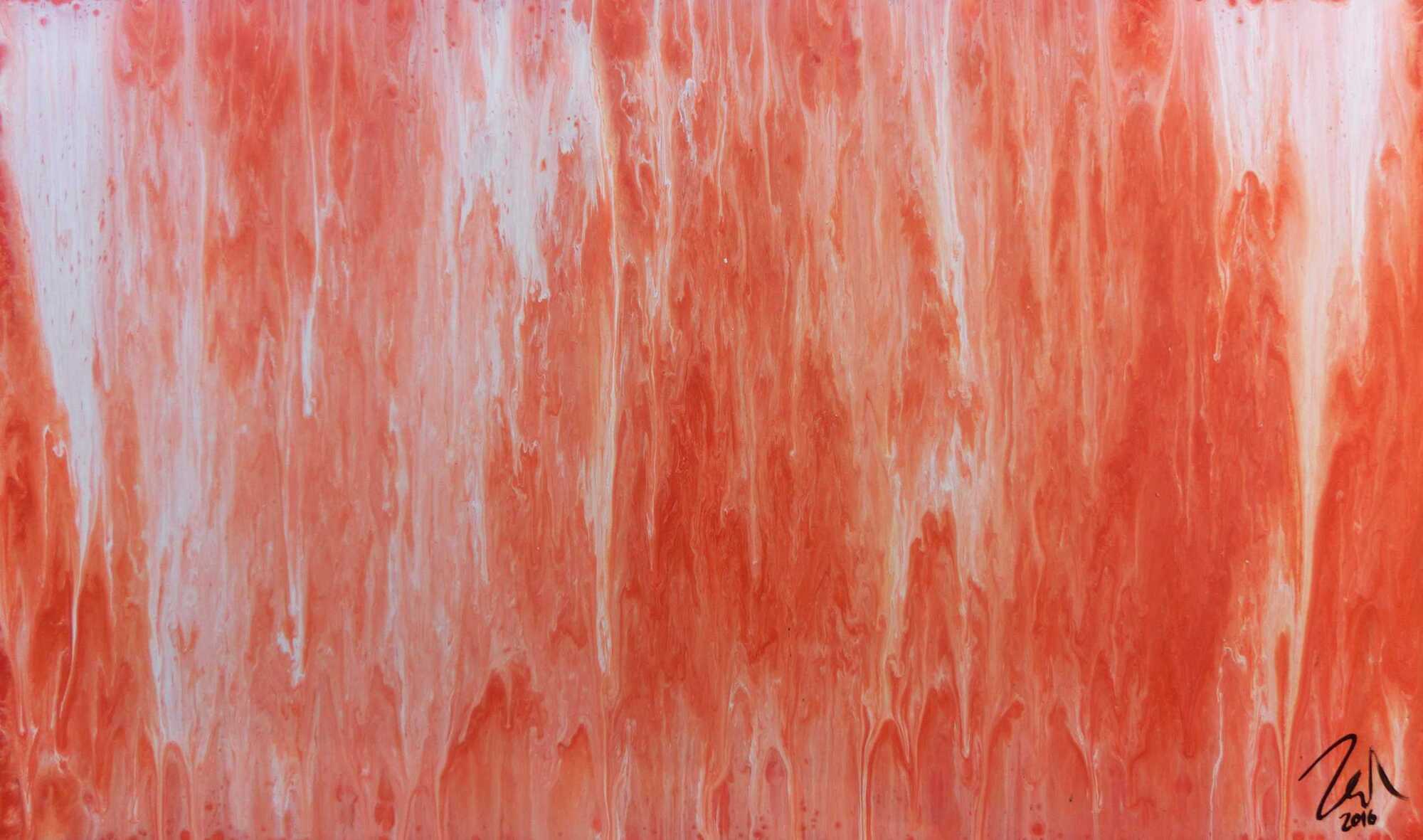 Modernes Acrylbild abstrakt in peach und Lachsfarben