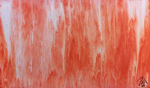 Modernes Acrylbild abstrakt in peach und Lachsfarben