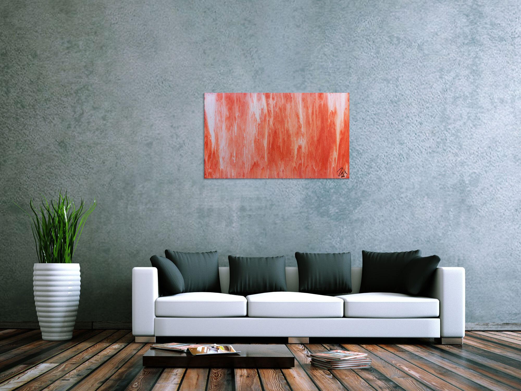 Modernes Acrylbild abstrakt in peach und Lachsfarben