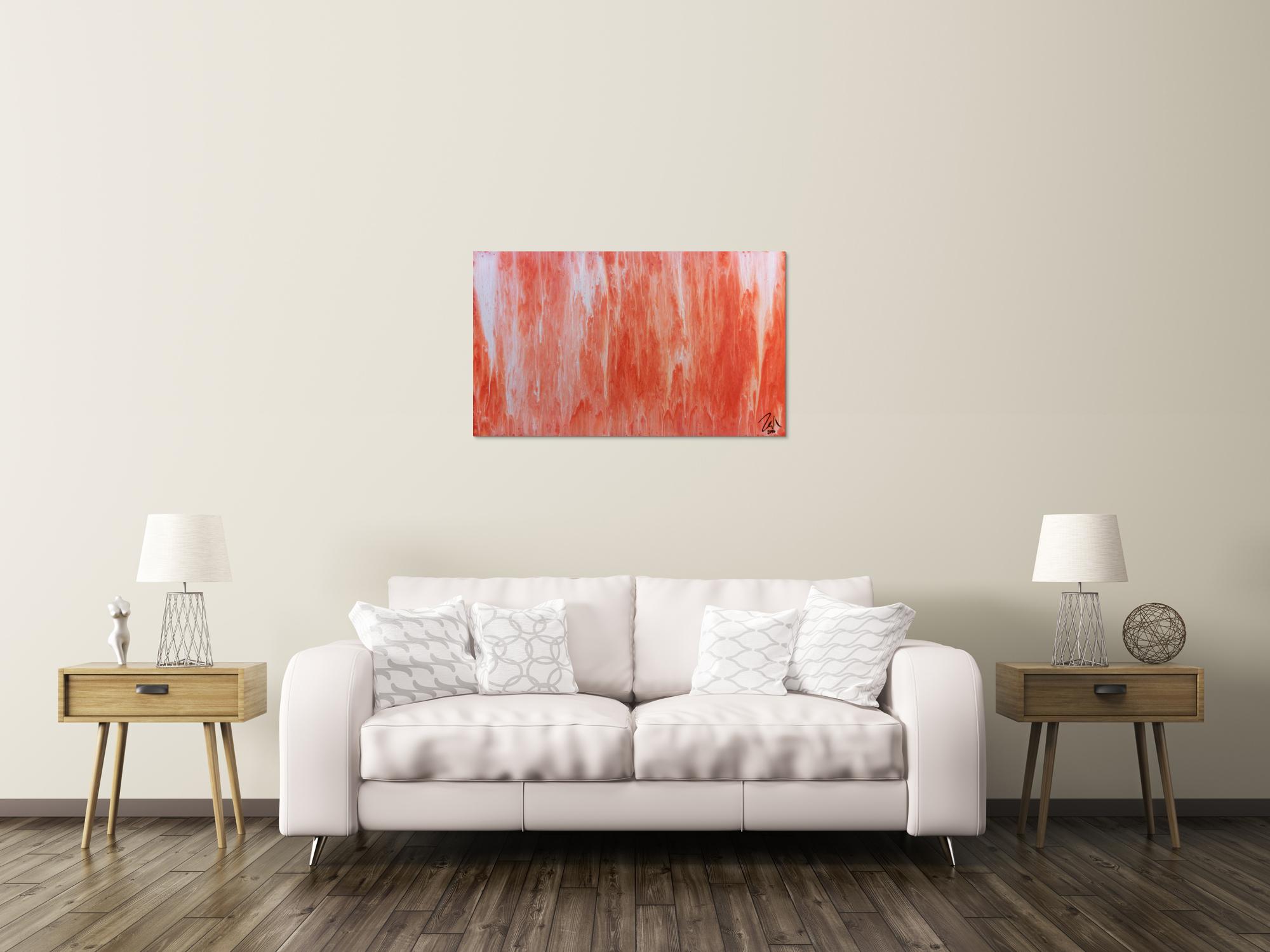 Modernes Acrylbild abstrakt in peach und Lachsfarben