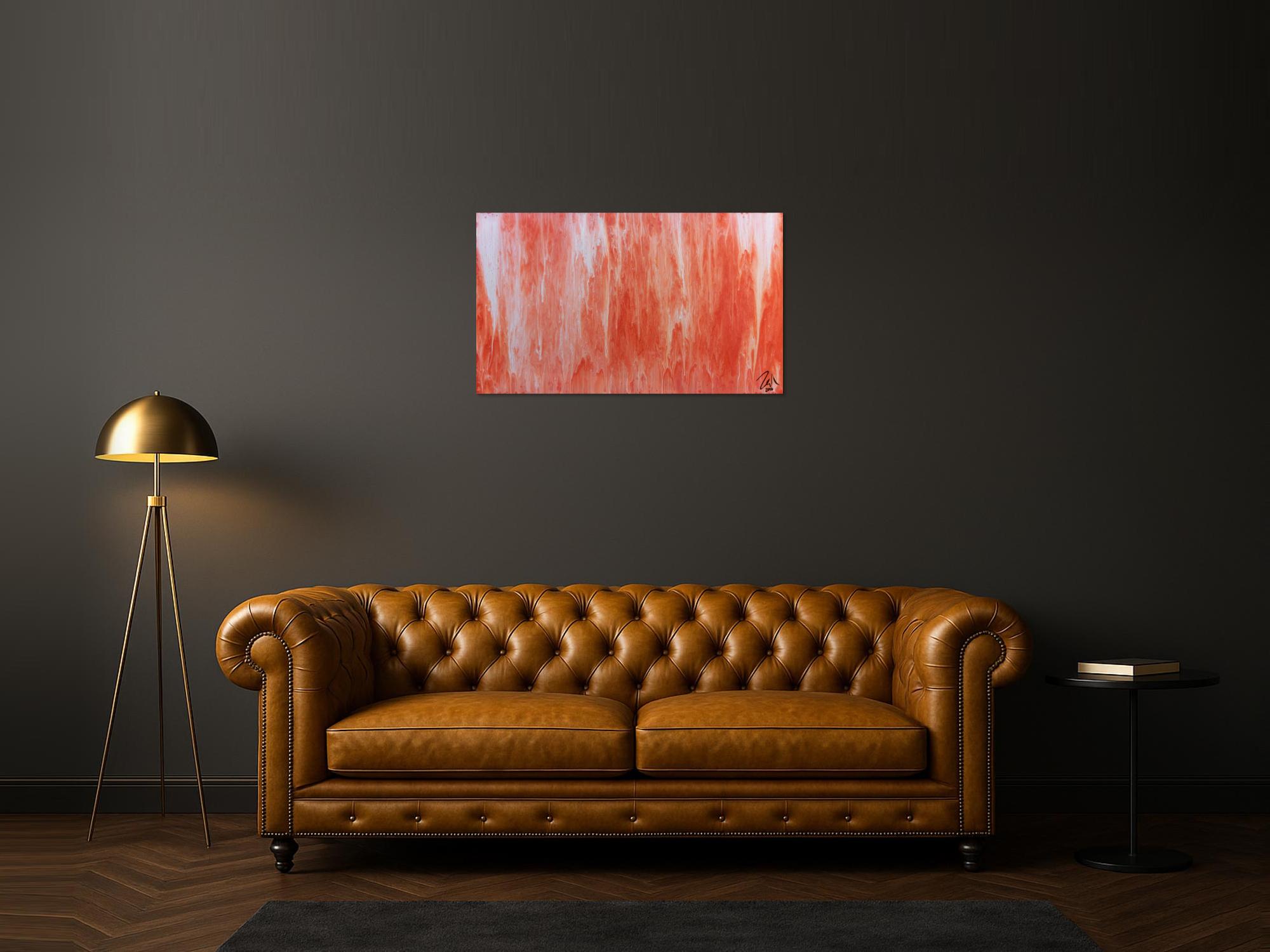 Modernes Acrylbild abstrakt in peach und Lachsfarben