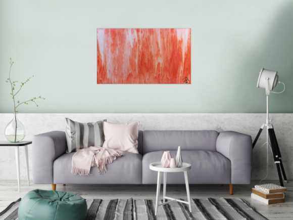 Modernes Acrylbild abstrakt in peach und Lachsfarben