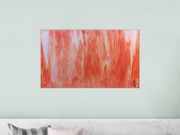 Modernes Acrylbild abstrakt in peach und Lachsfarben