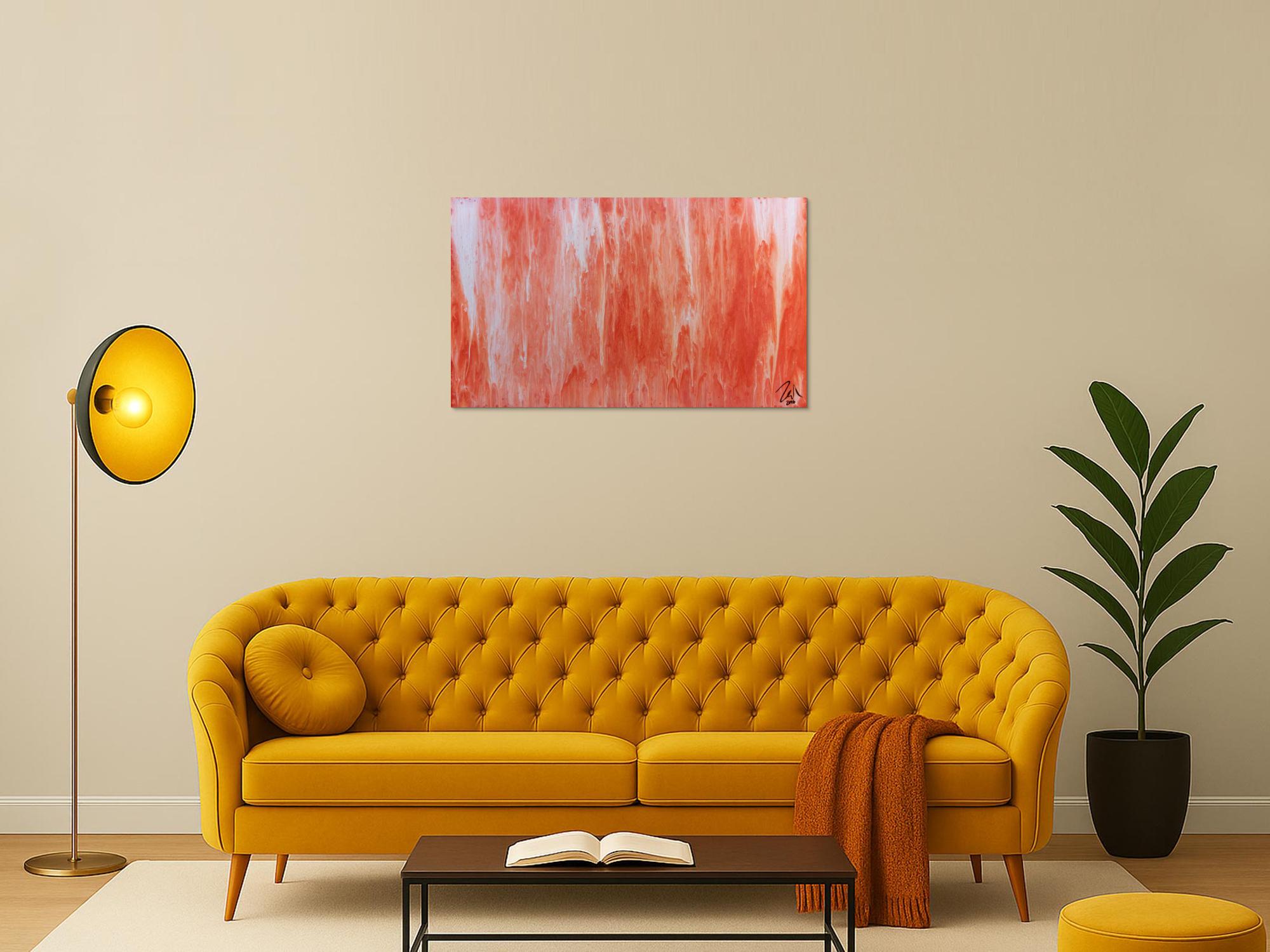 Modernes Acrylbild abstrakt in peach und Lachsfarben