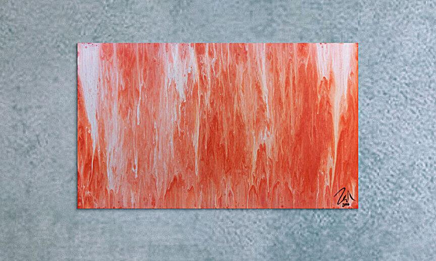 Modernes Acrylbild abstrakt in peach und Lachsfarben