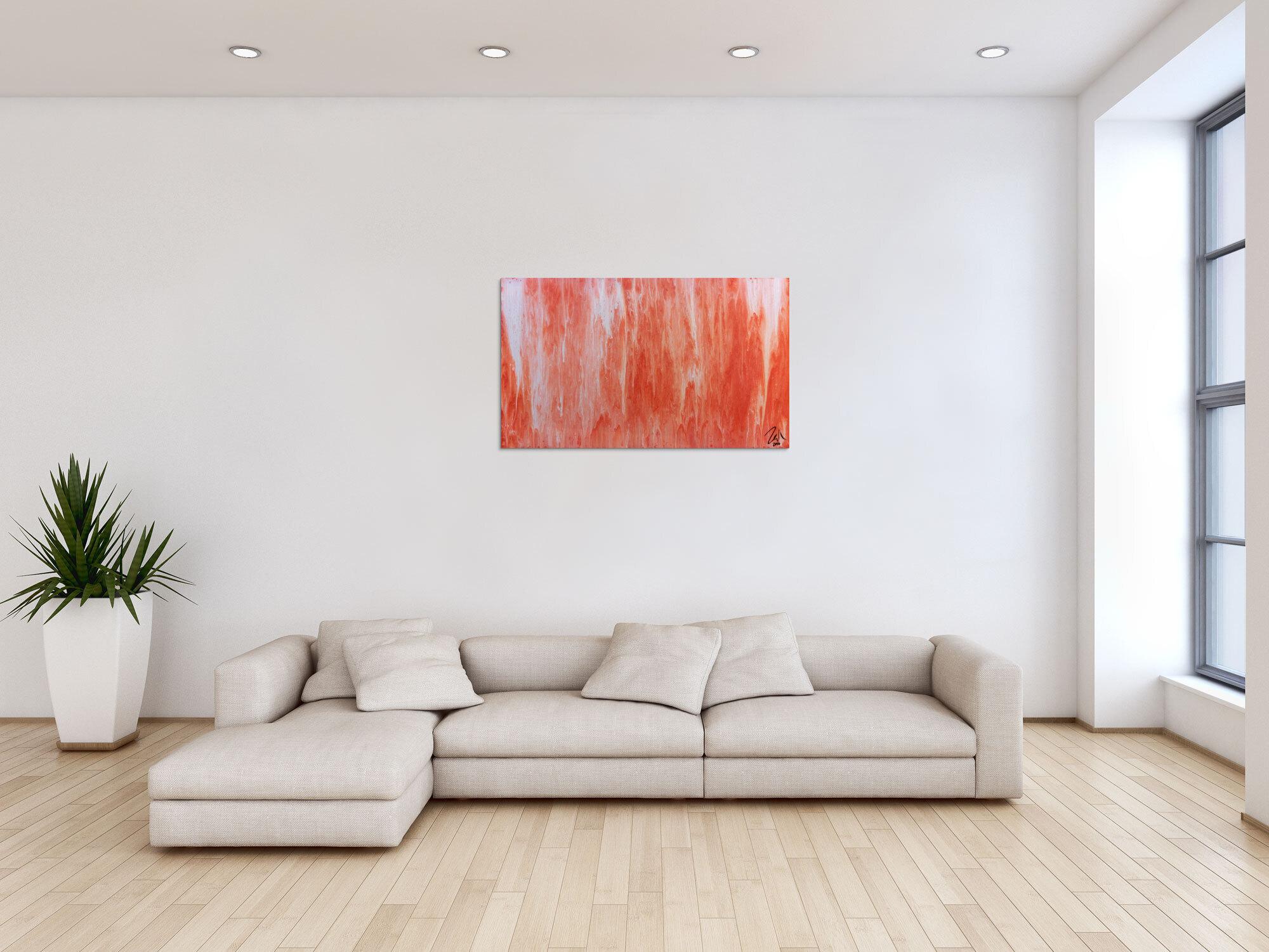 Modernes Acrylbild abstrakt in peach und Lachsfarben