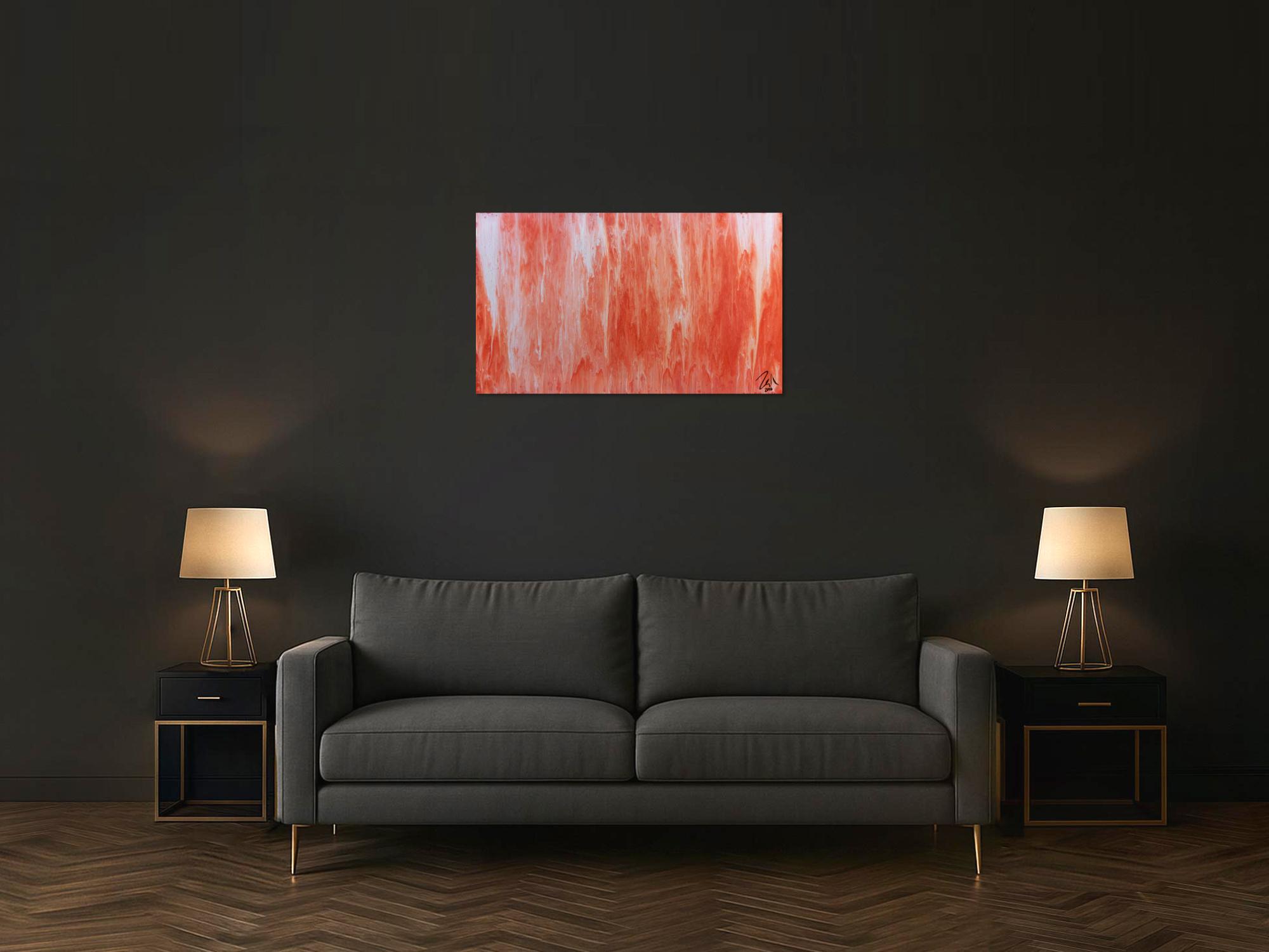 Modernes Acrylbild abstrakt in peach und Lachsfarben