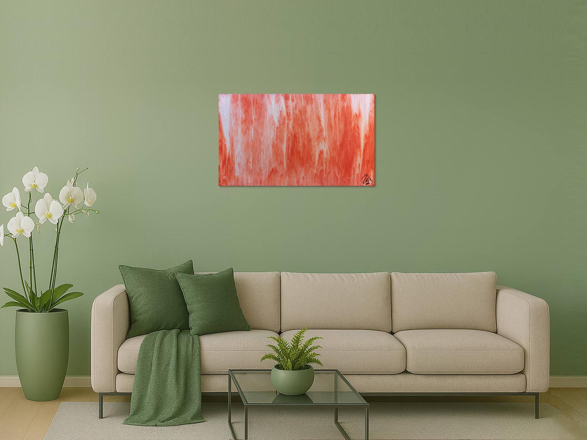 Modernes Acrylbild abstrakt in peach und Lachsfarben