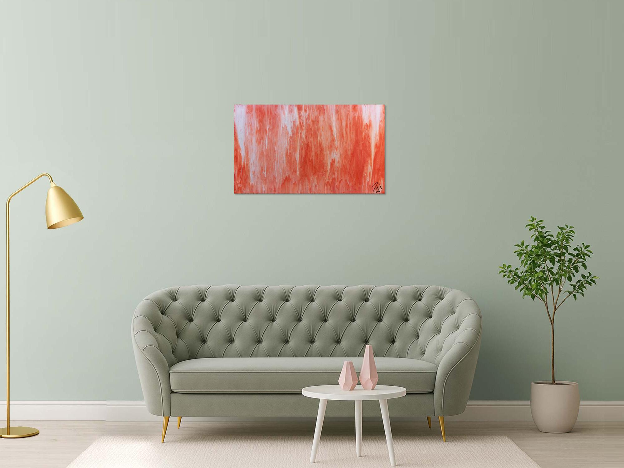 Modernes Acrylbild abstrakt in peach und Lachsfarben