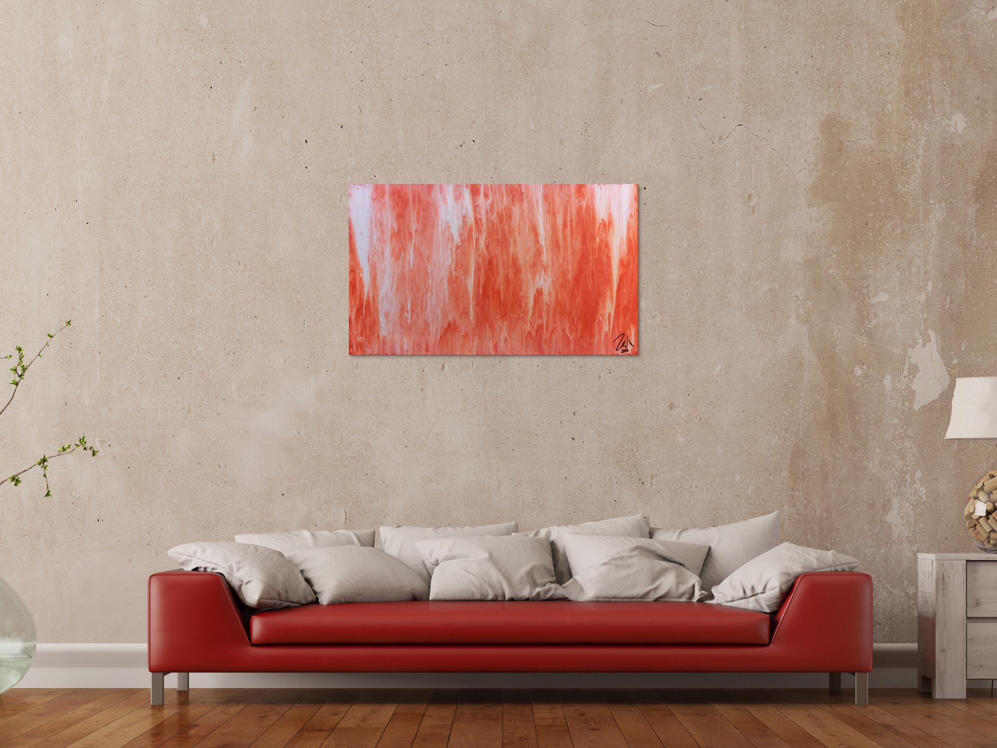 Modernes Acrylbild abstrakt in peach und Lachsfarben