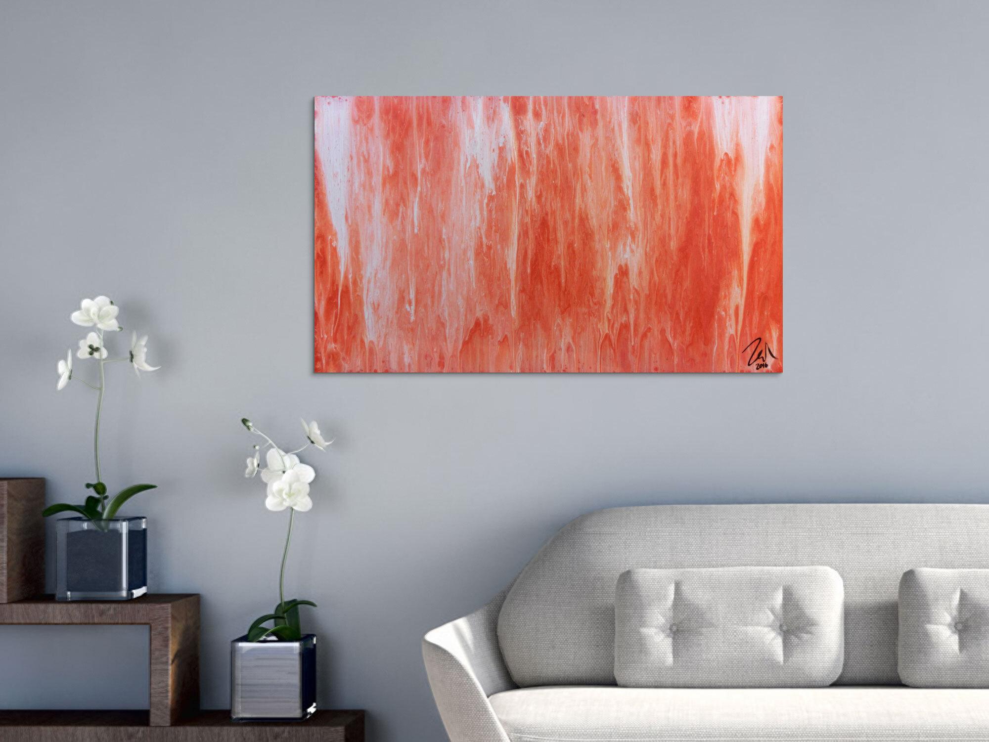Modernes Acrylbild abstrakt in peach und Lachsfarben