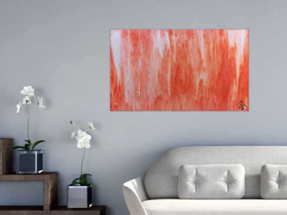 Modernes Acrylbild abstrakt in peach und Lachsfarben