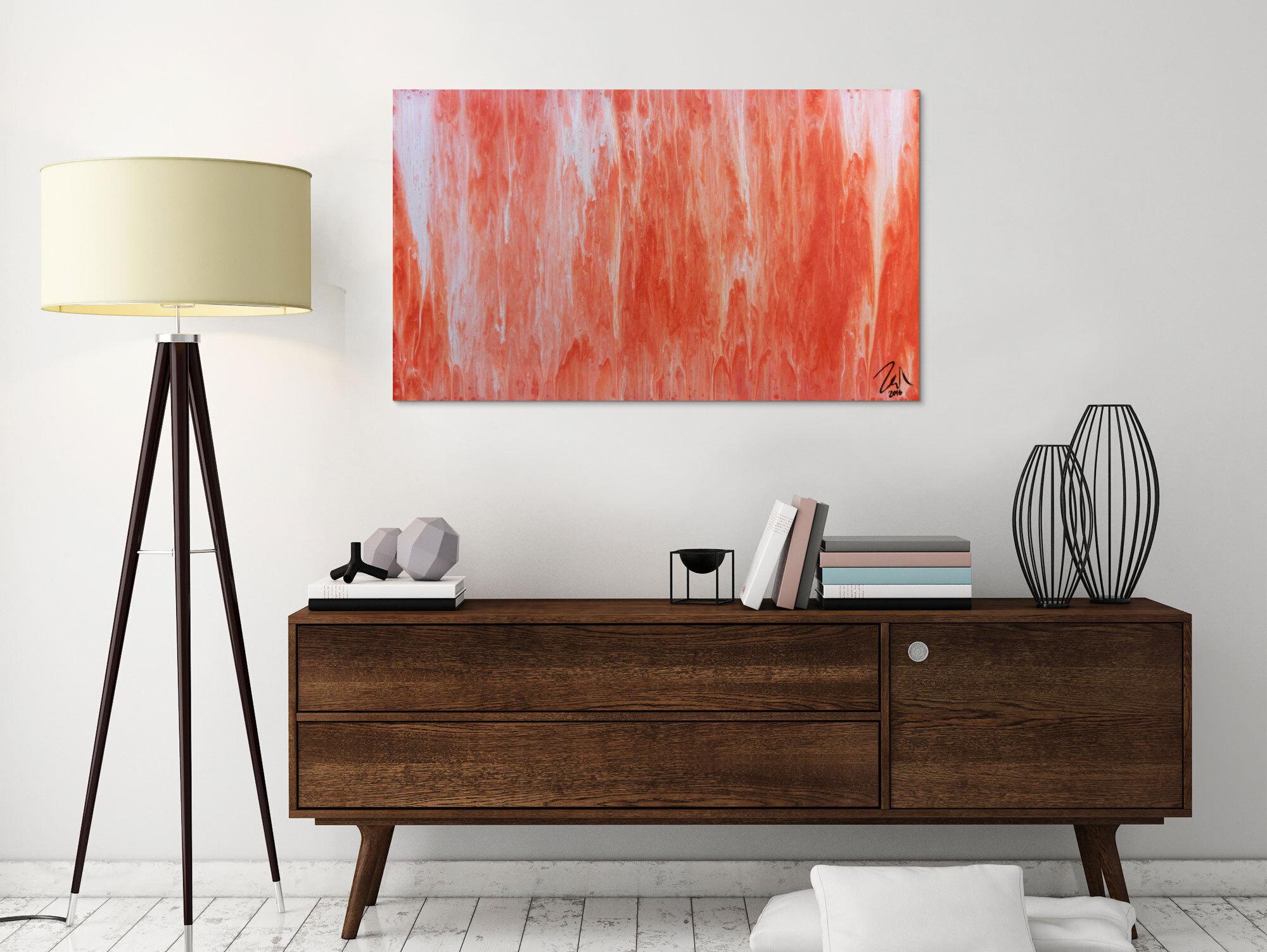 Modernes Acrylbild abstrakt in peach und Lachsfarben