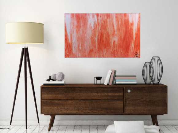 Modernes Acrylbild abstrakt in peach und Lachsfarben