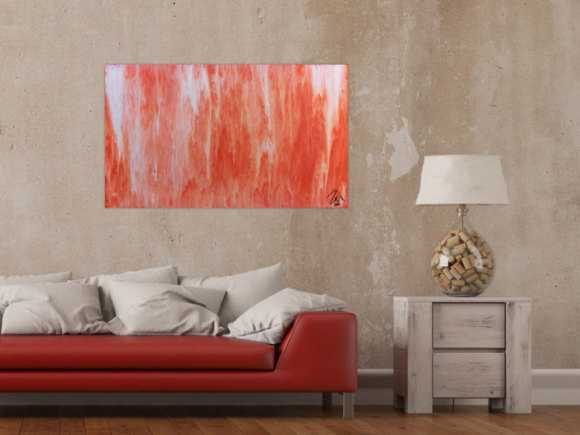 Modernes Acrylbild abstrakt in peach und Lachsfarben