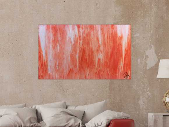 Modernes Acrylbild abstrakt in peach und Lachsfarben