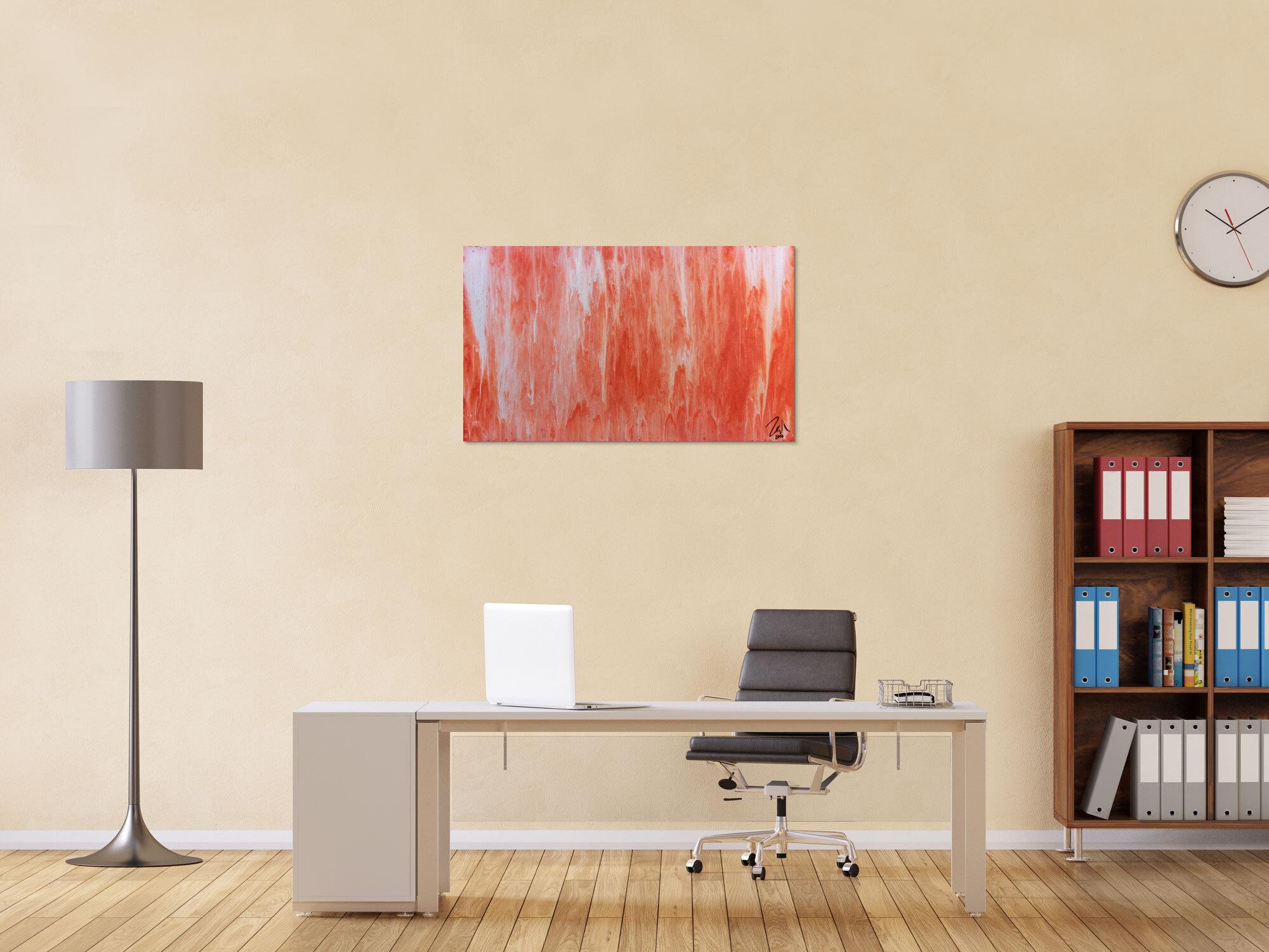 Modernes Acrylbild abstrakt in peach und Lachsfarben