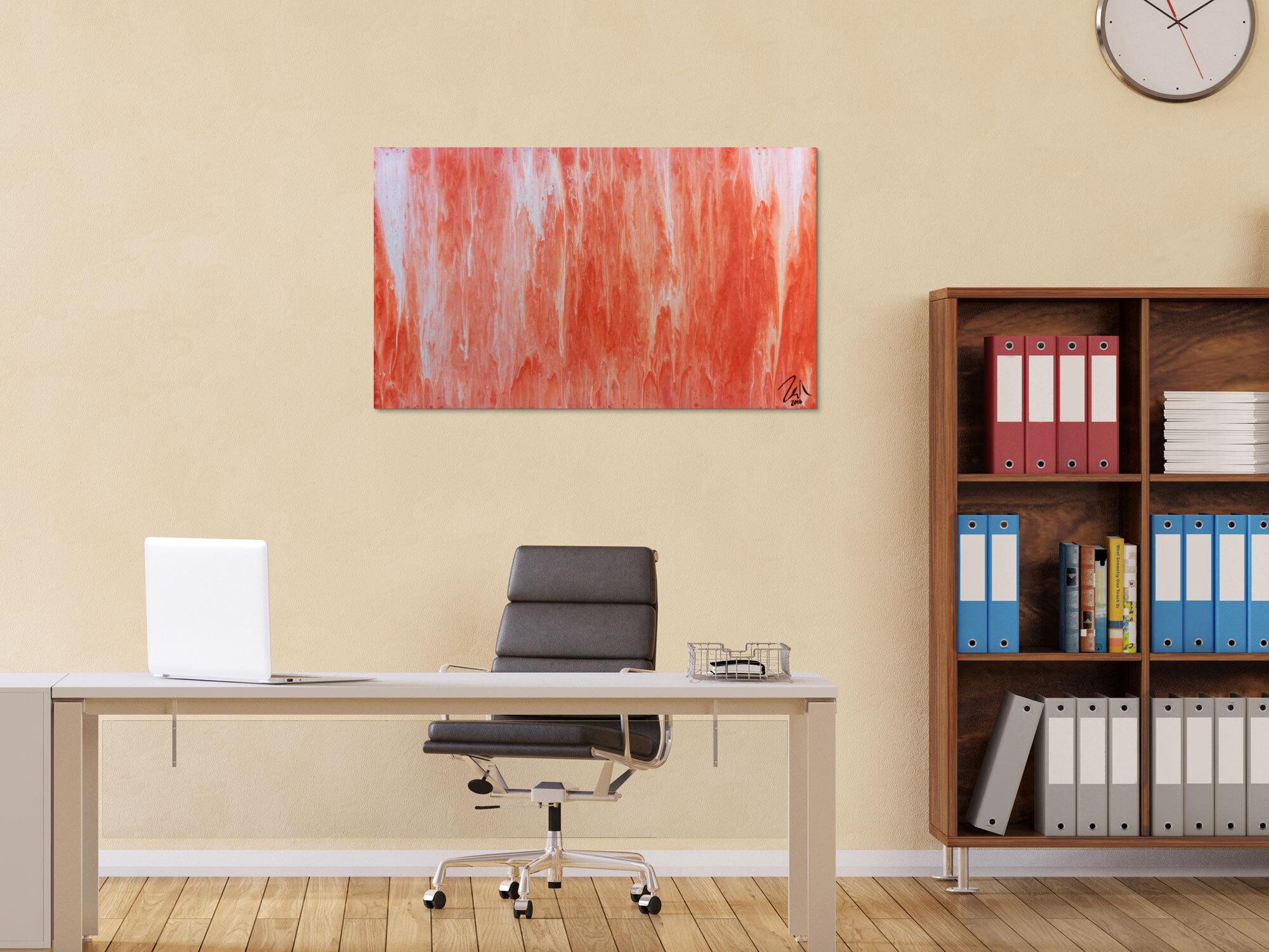 Modernes Acrylbild abstrakt in peach und Lachsfarben