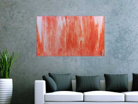 Modernes Acrylbild abstrakt in peach und Lachsfarben