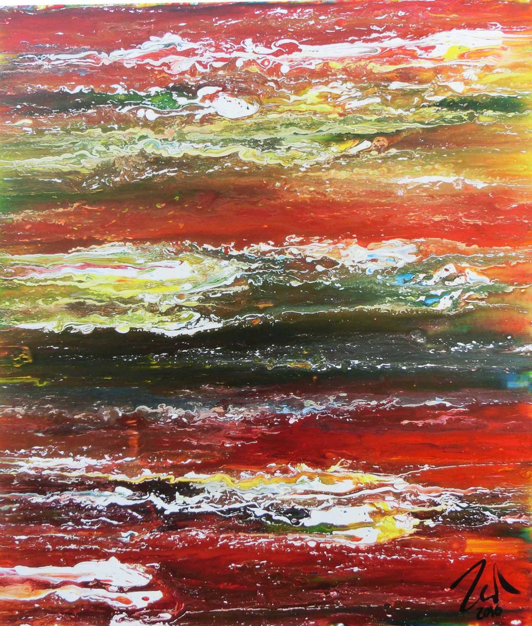 Sehr buntes und modernes abstraktes Acrylgemälde moderne Kunst