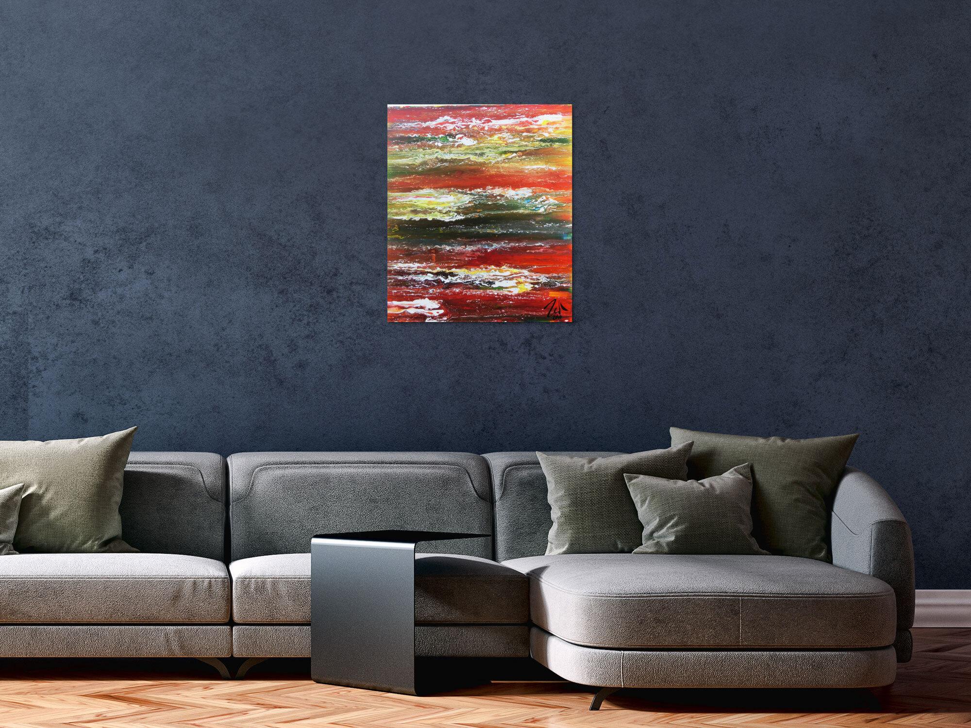 Sehr buntes und modernes abstraktes Acrylgemälde moderne Kunst