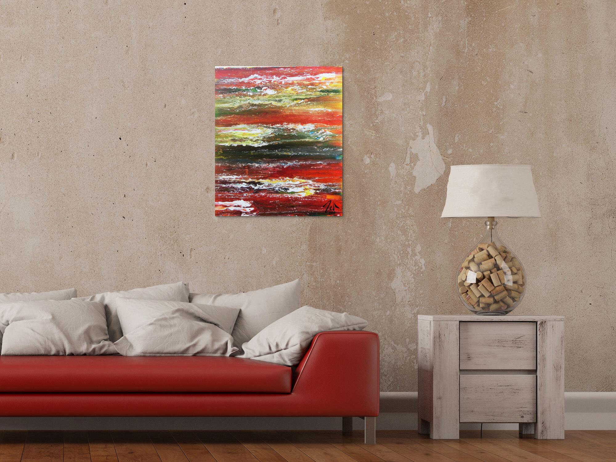 Sehr buntes und modernes abstraktes Acrylgemälde moderne Kunst