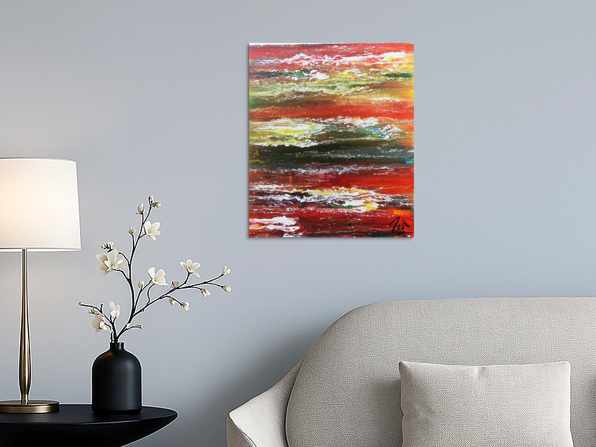 Sehr buntes und modernes abstraktes Acrylgemälde moderne Kunst