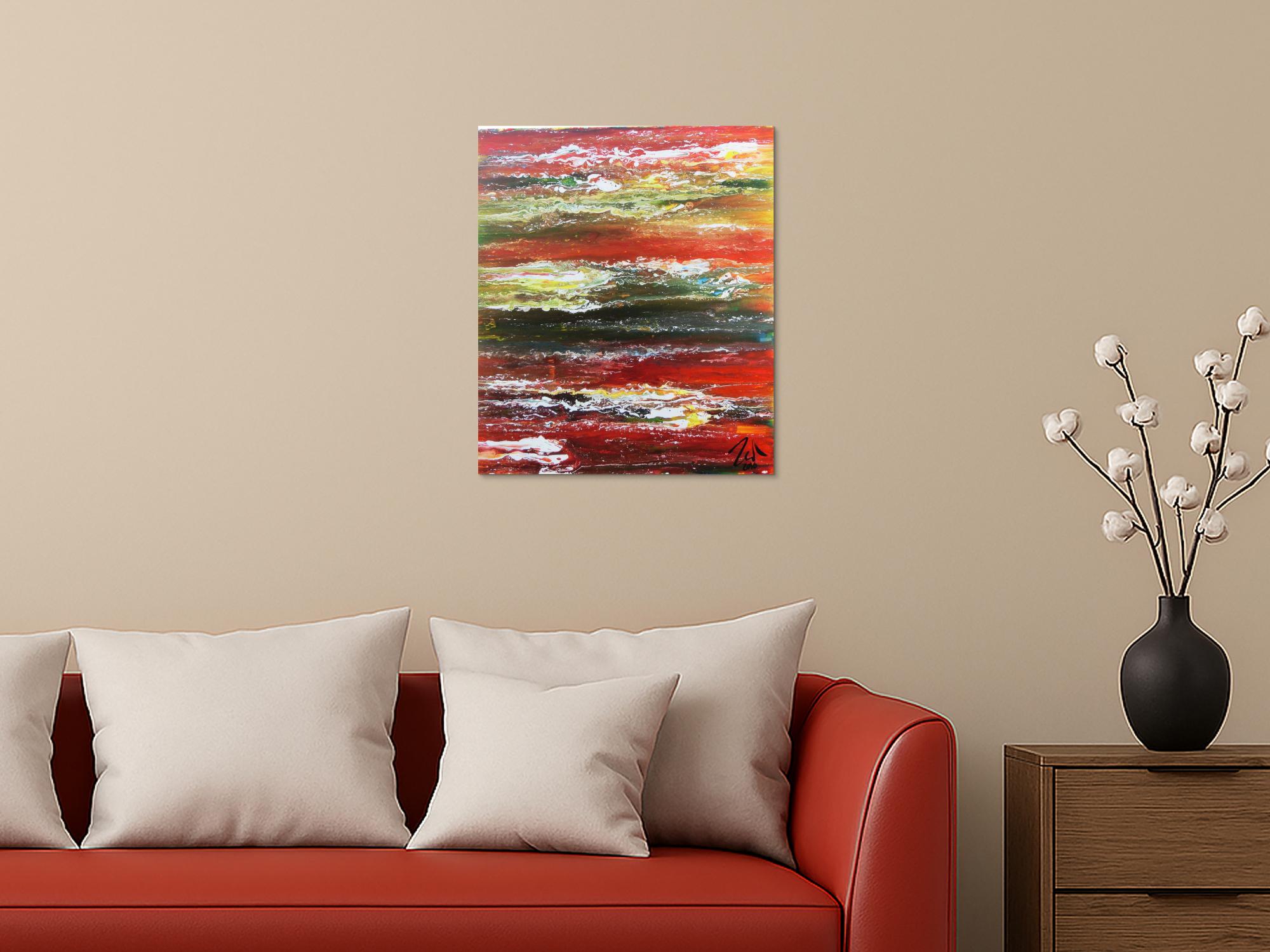 Sehr buntes und modernes abstraktes Acrylgemälde moderne Kunst