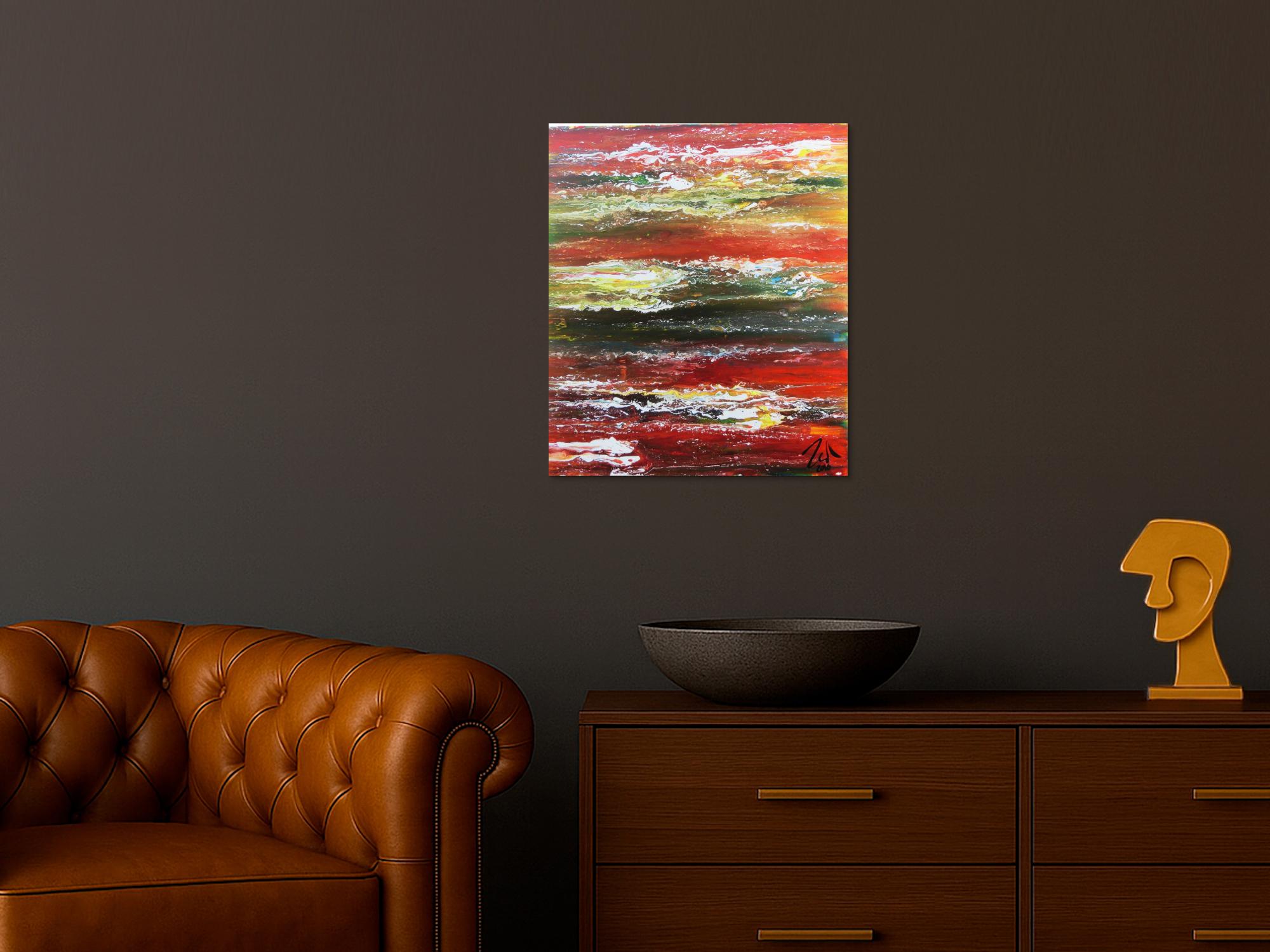 Sehr buntes und modernes abstraktes Acrylgemälde moderne Kunst